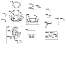 Blower Housing And Air Cleaner Group Diagram and Parts List for 44S977-0046-G1 400000 - 699999 Briggs and Stratton Engine